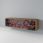 BROKEN LINES 3-Door TV Stand in Oak Effect