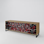 BROKEN LINES 3-Door TV Stand in Oak Effect