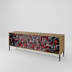 BROKEN LINES 3-Door TV Stand in Oak Effect