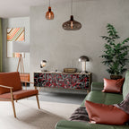 BROKEN LINES 3-Door TV Stand in Oak Effect