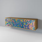 MEMORIES MAP 3-Door TV Stand in Oak Effect