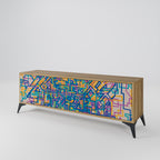 MEMORIES MAP 3-Door TV Stand in Oak Effect