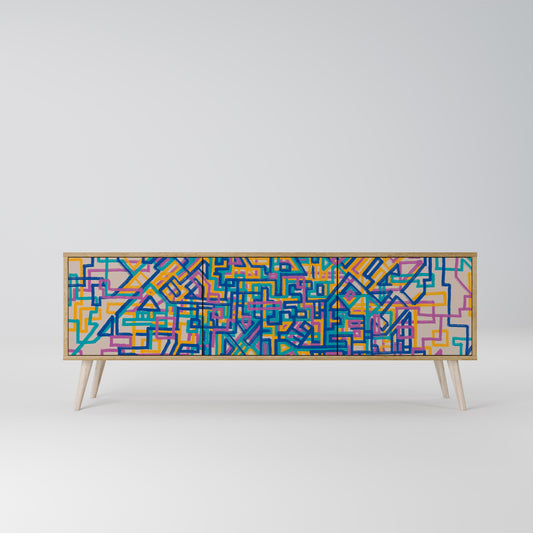 MEMORIES MAP 3-Door TV Stand in Oak Effect