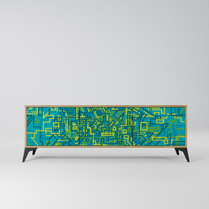 NOSTALGIC MEMORIES 3-Door TV Stand in Oak Effect