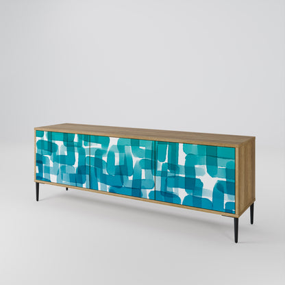 TURQUOISE RECTANGLES TV-bänk med 3 dörrar