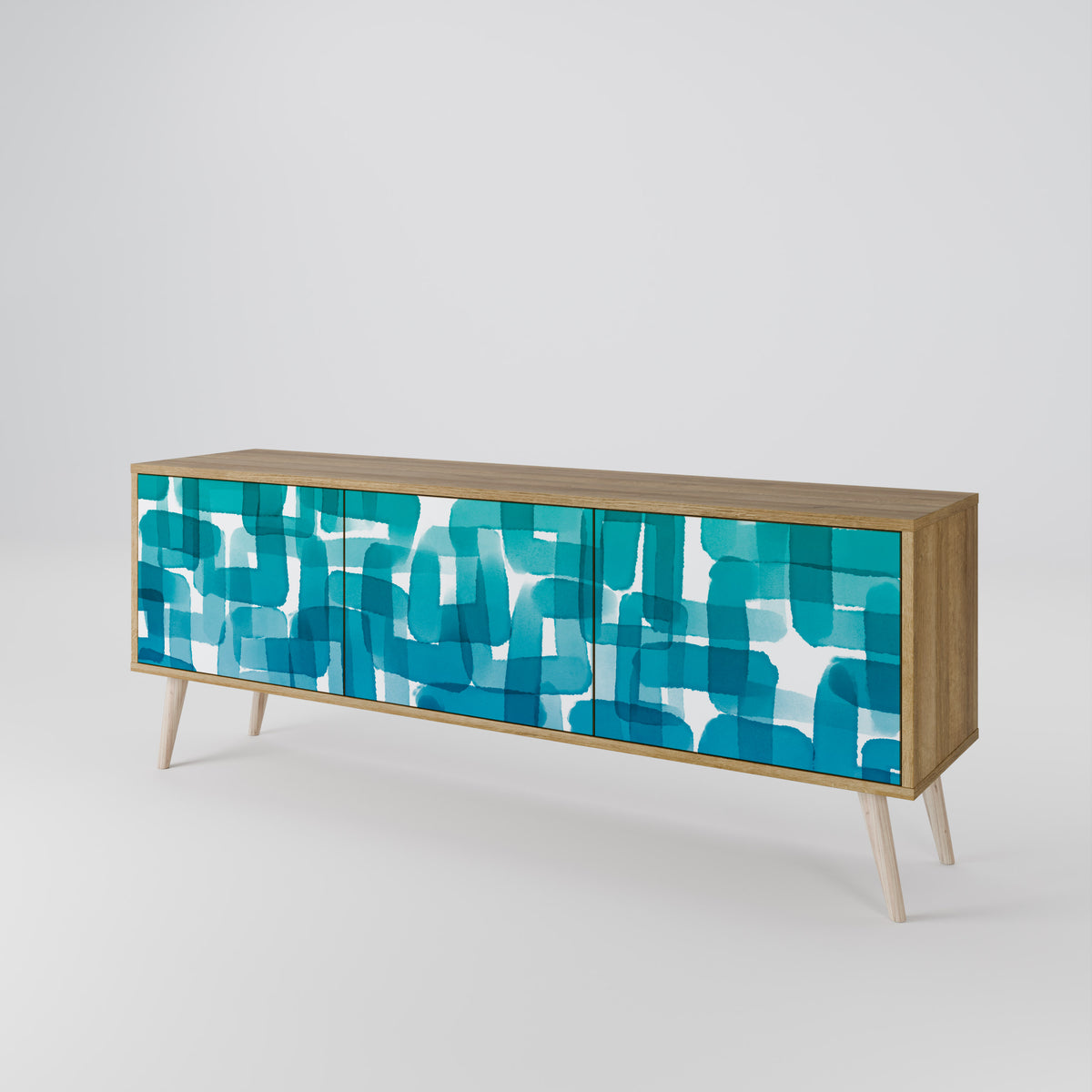 TURQUOISE RECTANGLES TV-bänk med 3 dörrar