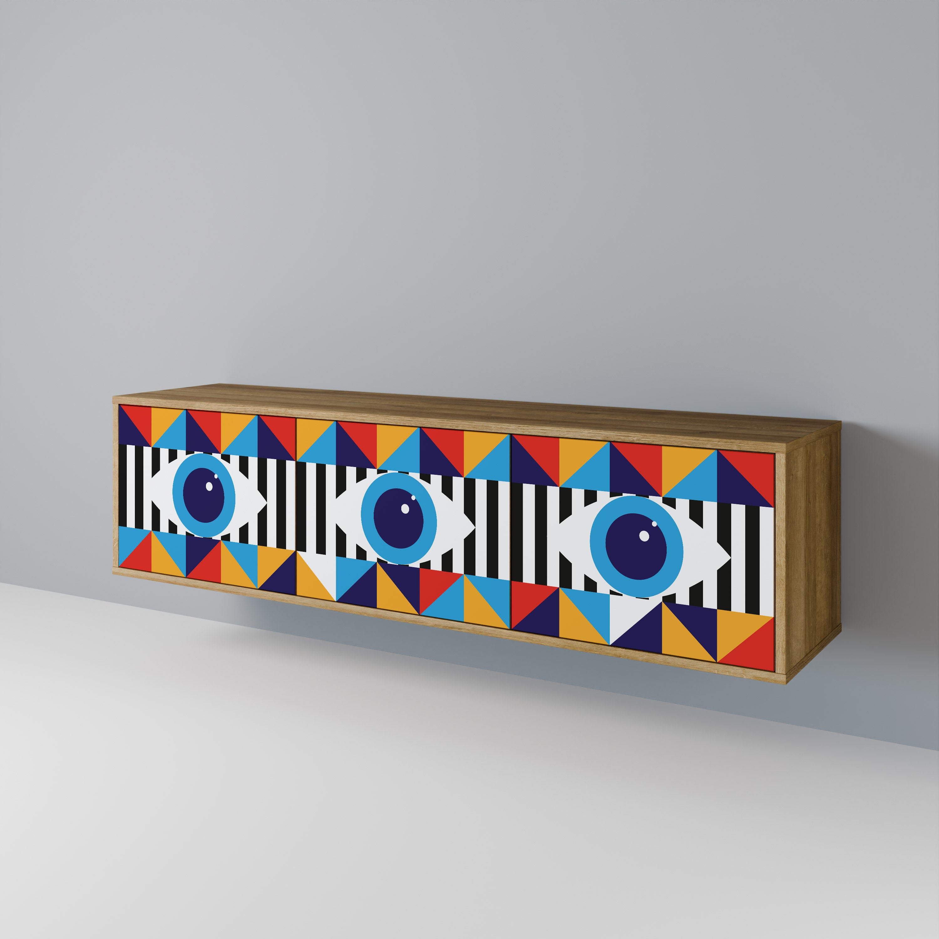 ABSTRACTION AND GEOMETRY 3-Door TV Cabinet