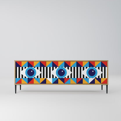 ABSTRACTION AND GEOMETRY 3-Door TV Stand in Oak Effect