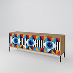 ABSTRACTION AND GEOMETRY 3-Door TV Stand in Oak Effect
