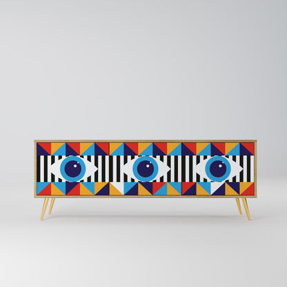 ABSTRACTION AND GEOMETRY 3-Door TV Stand in Oak Effect