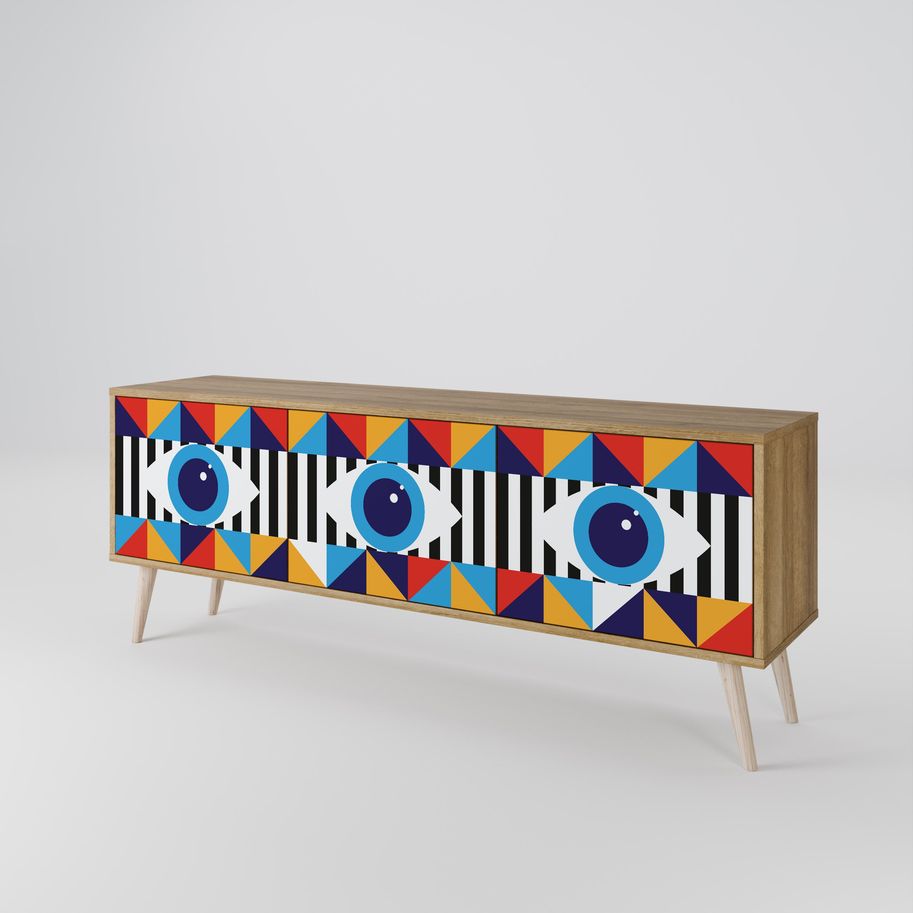 ABSTRACTION AND GEOMETRY 3-Door TV Cabinet