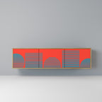 RISING GEOMETRY STARS 3-Door TV Stand in Oak Effect