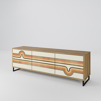 EXCEPTIONAL STREAM 3-Door TV Stand in Oak Effect