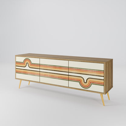 EXCEPTIONAL STREAM 3-Door TV Stand in Oak Effect
