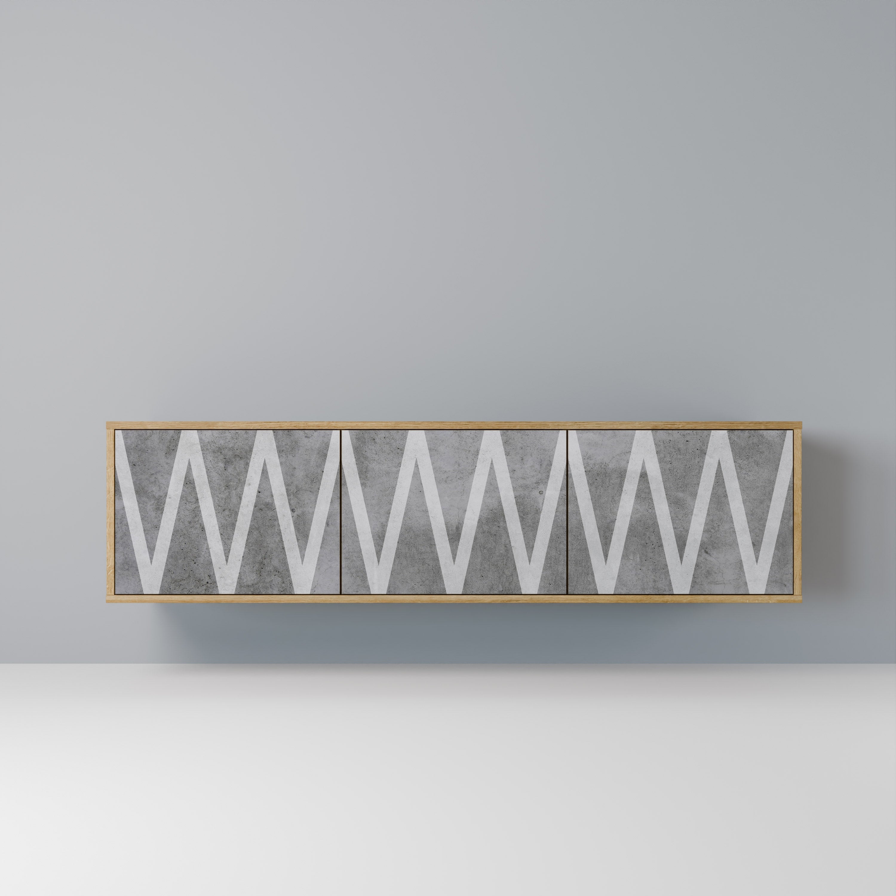 SOLID ZIG ZAG 3-dörrars TV-bänk i ekeffekt