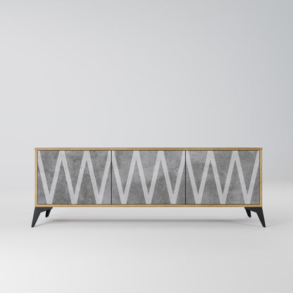 SOLID ZIG ZAG 3-Door TV Stand in Oak Effect