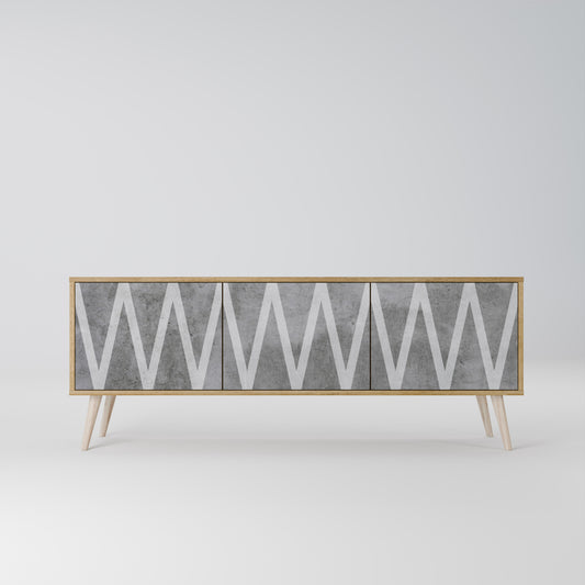 SOLID ZIG ZAG 3-Door TV Stand in Oak Effect