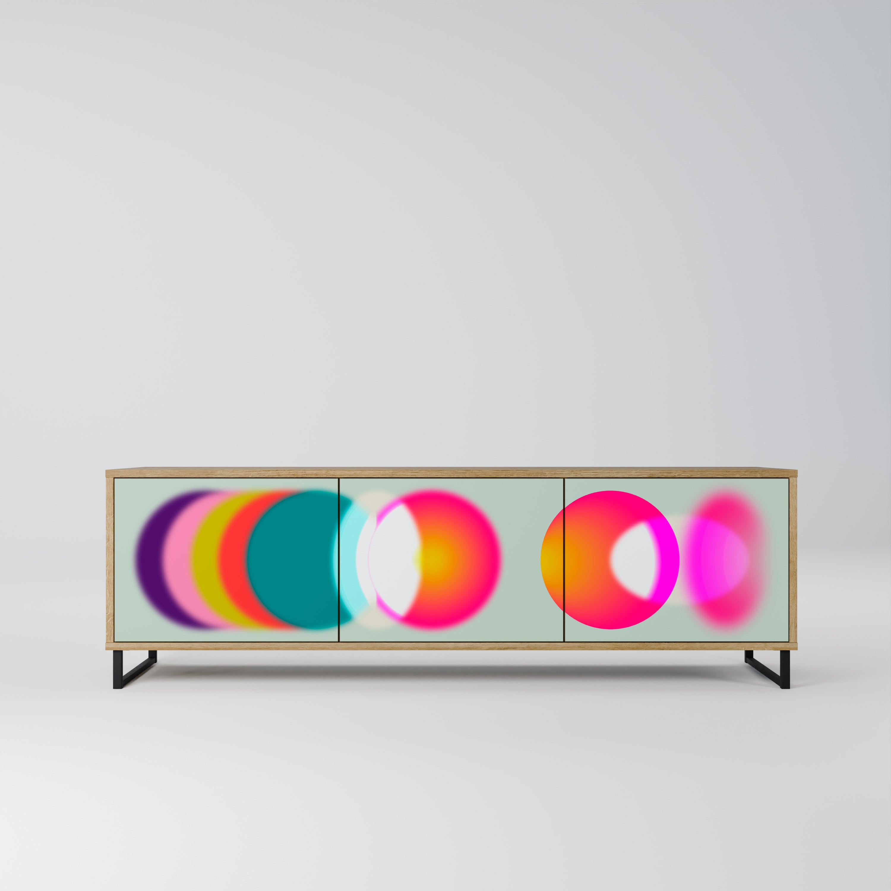 SYMPHONY OF COLOURS 3-dörrars TV-bänk i ekeffekt