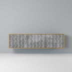 WAVES OF CONCRETE 3-Door TV Stand in Oak Effect