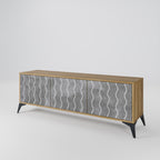 WAVES OF CONCRETE 3-Door TV Stand in Oak Effect
