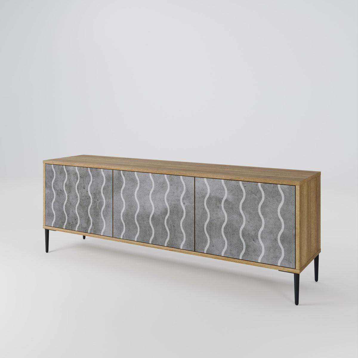 WAVES OF CONCRETE TV-bänk med 3 dörrar