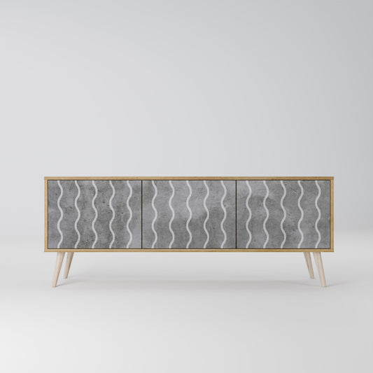 WAVES OF CONCRETE 3-Door TV Stand in Oak Effect