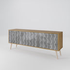 WAVES OF CONCRETE 3-Door TV Stand in Oak Effect