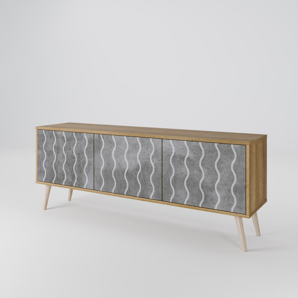 WAVES OF CONCRETE TV-bänk med 3 dörrar
