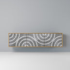 CIRCLE CONCRETE 3-Door TV Stand in Oak Effect