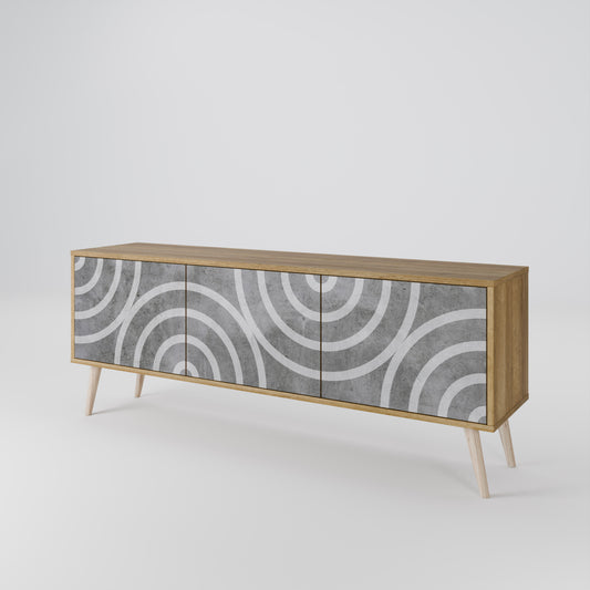 CIRCLE CONCRETE TV-bänk med 3 dörrar