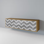 TOUGH ZIG ZAG 3-Door TV Stand in Oak Effect