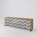 TOUGH ZIG ZAG 3-Door TV Stand in Oak Effect