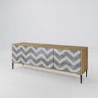 TOUGH ZIG ZAG 3-Door TV Stand in Oak Effect
