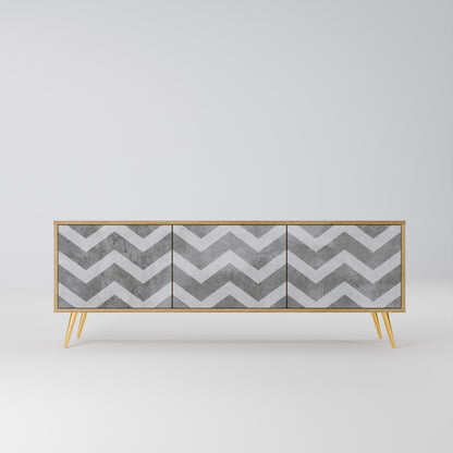 TOUGH ZIG ZAG 3-Door TV Stand in Oak Effect