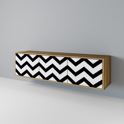 CLASSIC ZIG ZAG 3-Door TV Stand in Oak Effect