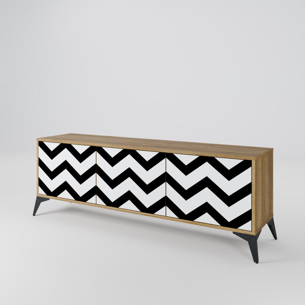 CLASSIC ZIG ZAG 3-dörrars TV-bänk i ekeffekt