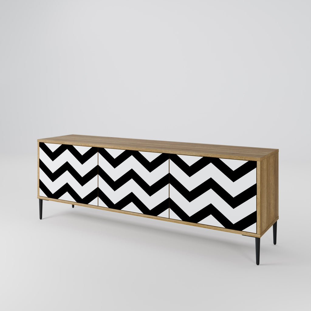 CLASSIC ZIG ZAG 3-dörrars TV-bänk i ekeffekt