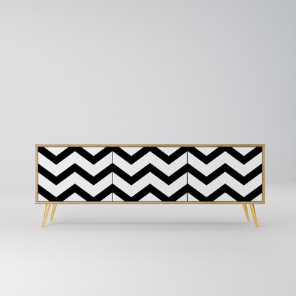 CLASSIC ZIG ZAG 3-Door TV Stand in Oak Effect