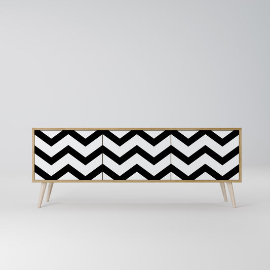 CLASSIC ZIG ZAG 3-Door TV Stand in Oak Effect