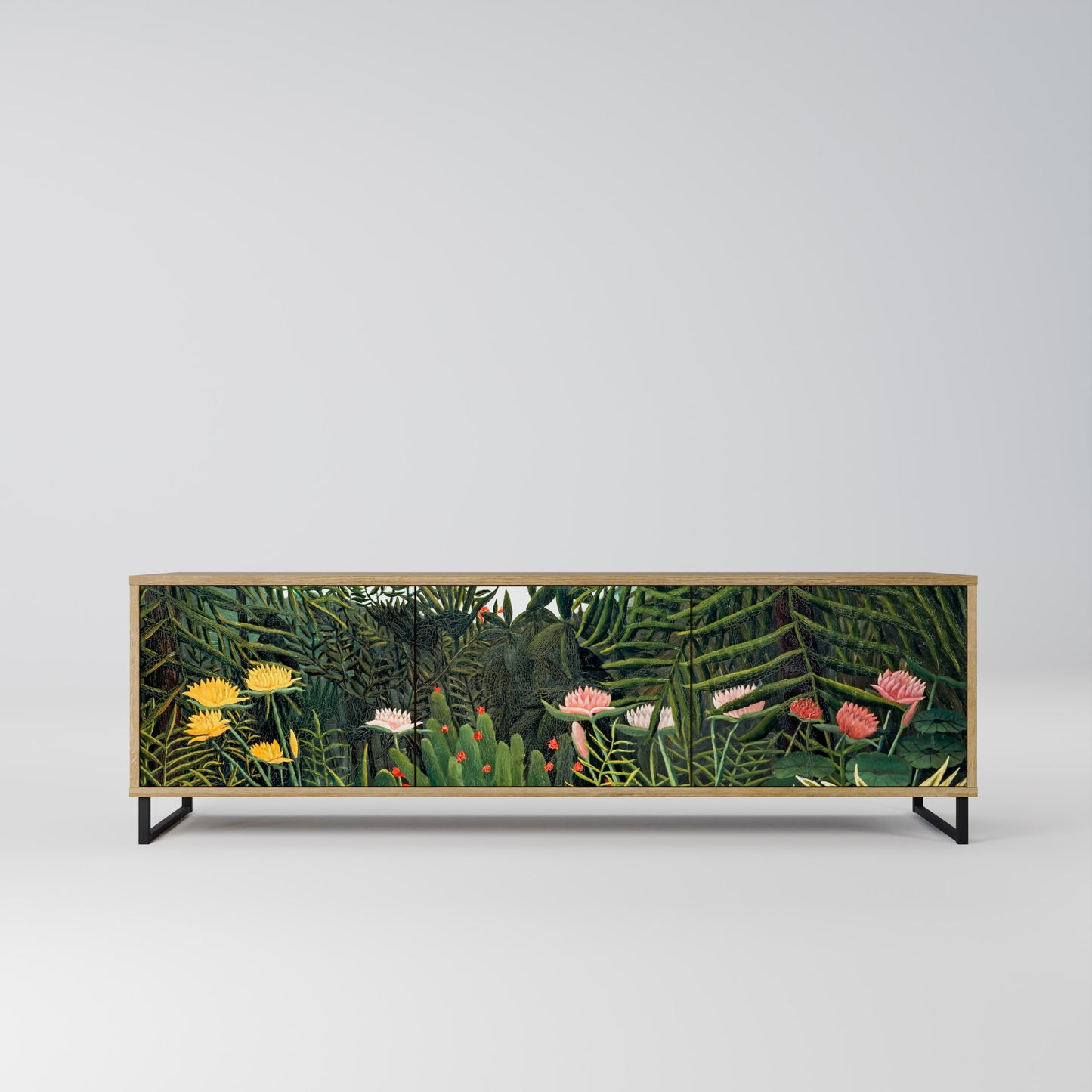 VIRGIN FOREST WITH SUNSET 3-Door TV Stand in Oak Effect