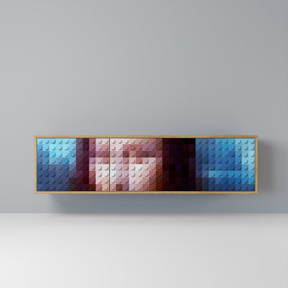 CONSTRUCTIVE ART 3-Door TV Stand in Oak Effect