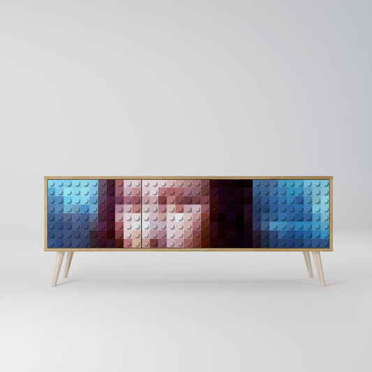 CONSTRUCTIVE ART 3-Door TV Stand in Oak Effect