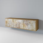 SUNFLOWER BLUR 3-Door TV Stand in Oak Effect