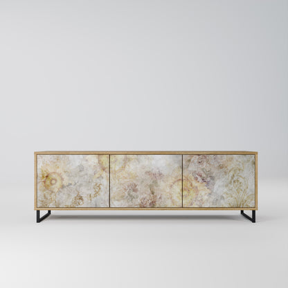 SUNFLOWER BLUR 3-Door TV Stand in Oak Effect