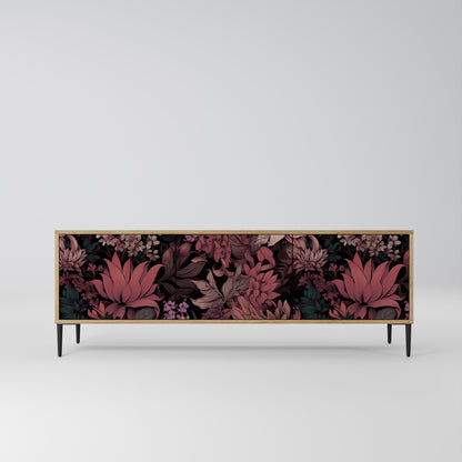 FLORAL WHISPER 3-Door TV Stand in Oak Effect