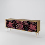 FLORAL WHISPER 3-Door TV Stand in Oak Effect