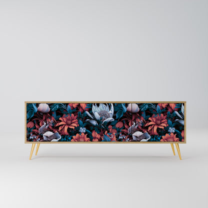 ETHEREAL BLOSSOMS 3-Door TV Stand in Oak Effect