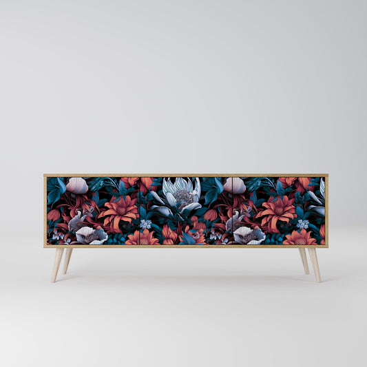 ETHEREAL BLOSSOMS 3-Door TV Stand in Oak Effect