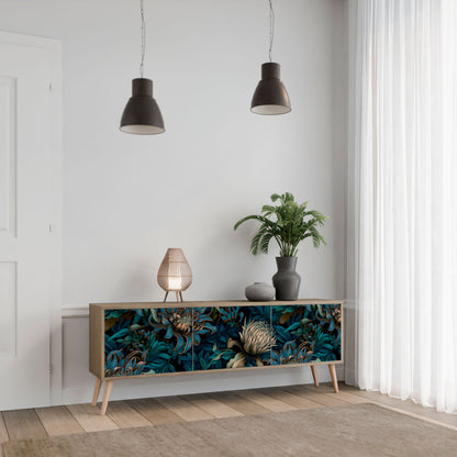 TWILIGHT BLOOM 3-Door TV Stand in Oak Effect
