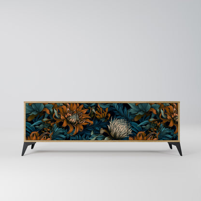MORNING BLOOM 3-Door TV Stand in Oak Effect